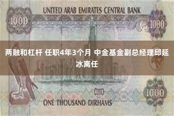 两融和杠杆 任职4年3个月 中金基金副总经理邱延冰离任