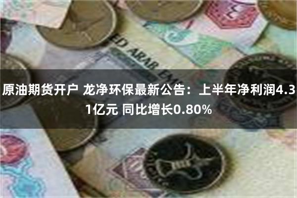 原油期货开户 龙净环保最新公告：上半年净利润4.31亿元 同比增长0.80%