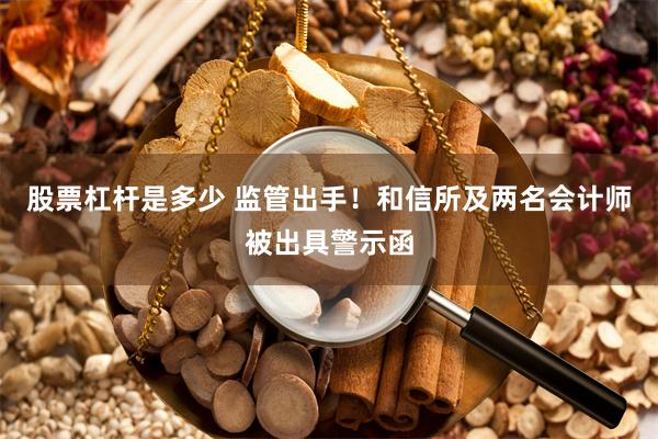 股票杠杆是多少 监管出手！和信所及两名会计师被出具警示函